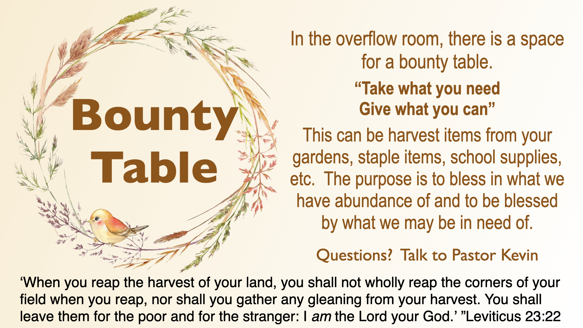Bounty Table